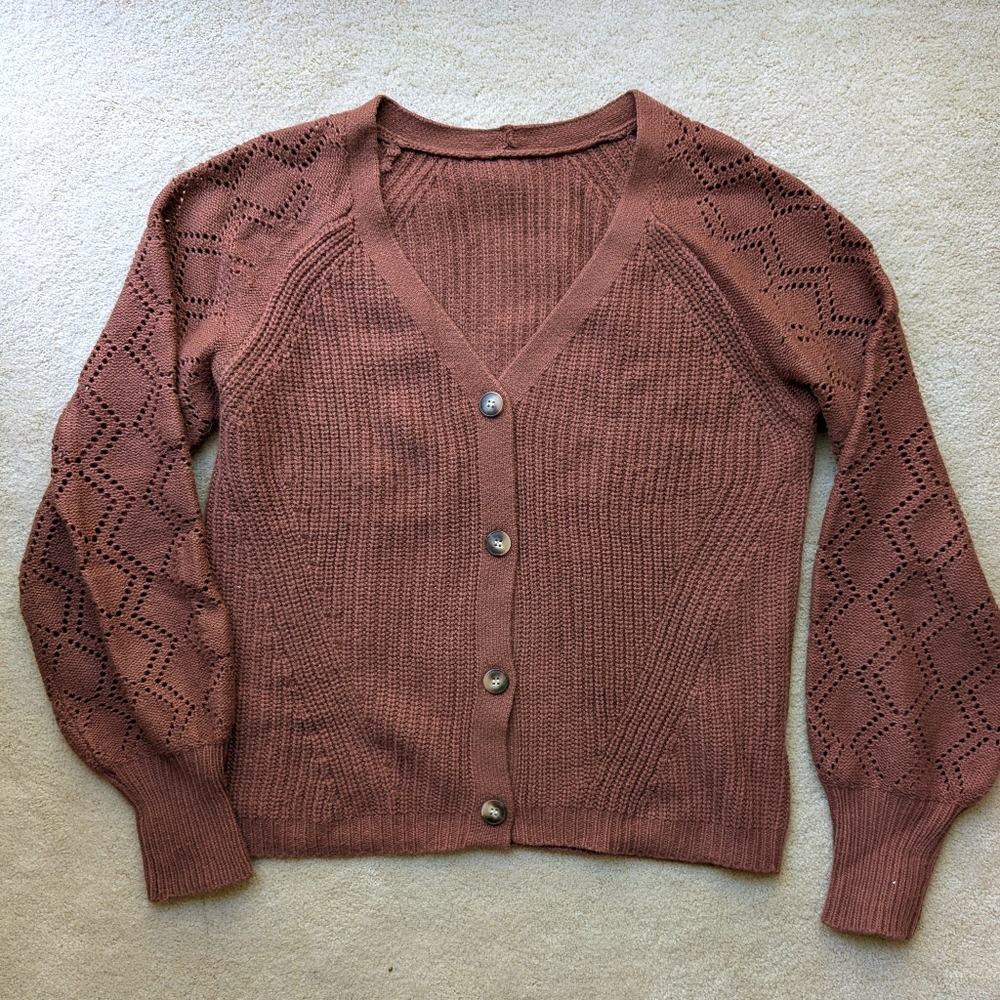 Cardigan Pointelle Full Sleeve cardigan sweater - Size S